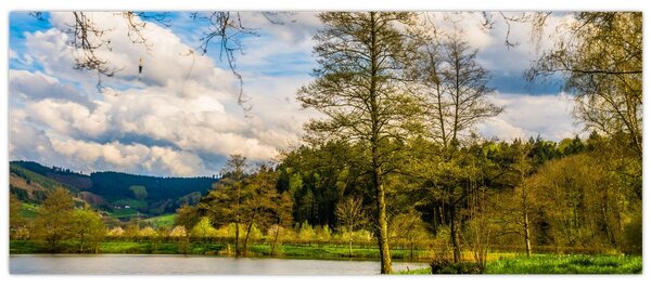 Tablou - Barcă pe lac (120x50 cm)