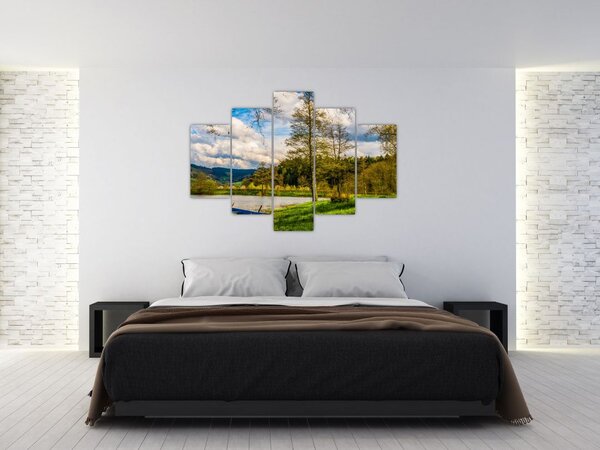 Tablou - Barcă pe lac (150x105 cm)