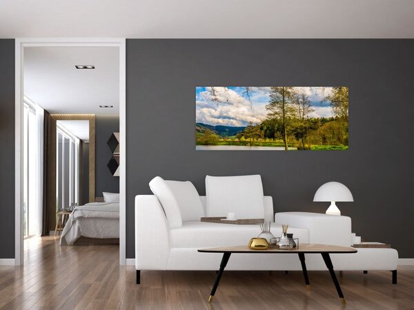 Tablou - Barcă pe lac (120x50 cm)
