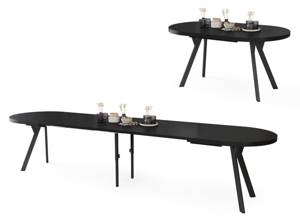 Mazzoni Masă ovală extensibilă EXPANSO Negru Mat