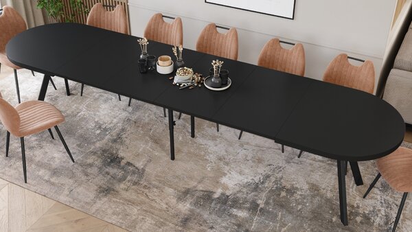 Mazzoni Masă ovală extensibilă EXPANSO Negru Mat