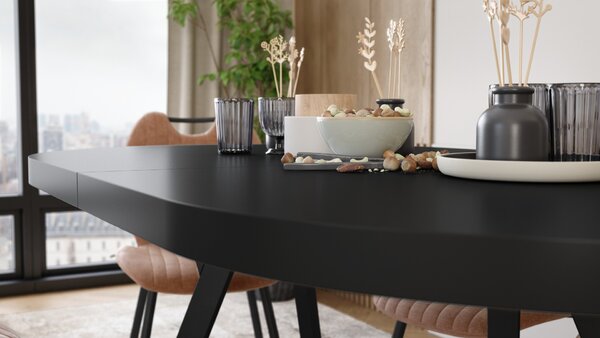 Mazzoni Masă ovală extensibilă EXPANSO Negru Mat