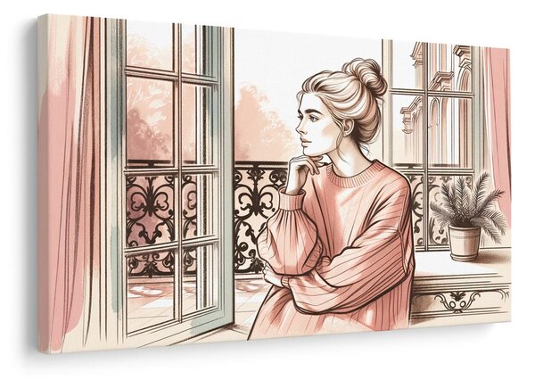 Tablou priveliște romantică de la fereastră
