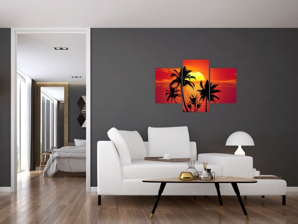 Tablou - Silueta insulei cu palmieri (90x60 cm)
