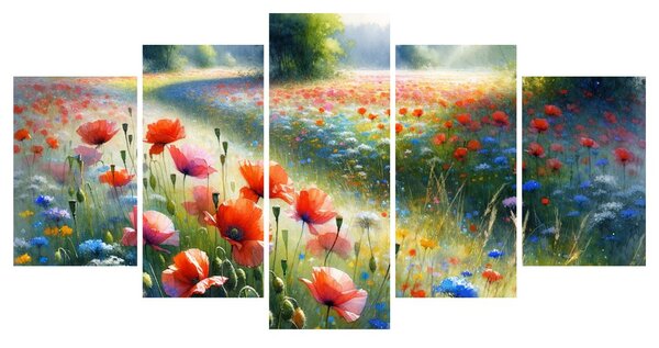 Tablou maci roșii în marea florilor de câmp