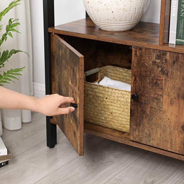 Biblioteca Vasagle, Model Armando, 74x30x154,5 cm, Maro Rustic/Negru