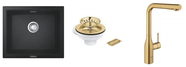Set baterie bucătărie Grohe Essence 30270GN0, chiuvetă din granit Grohe K700 31654AP0, 40997GN0