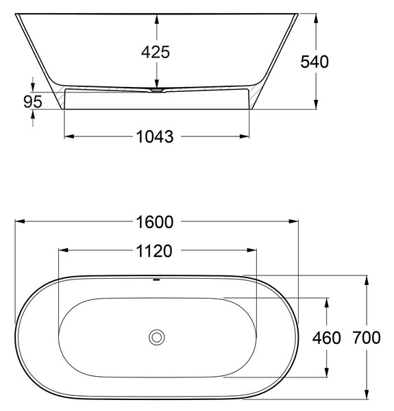 Roca Inis cadă freestanding 160x70 cm ovală alb A248689000