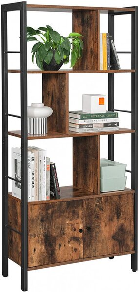 Biblioteca Vasagle, Model Armando, 74x30x154,5 cm, Maro Rustic/Negru