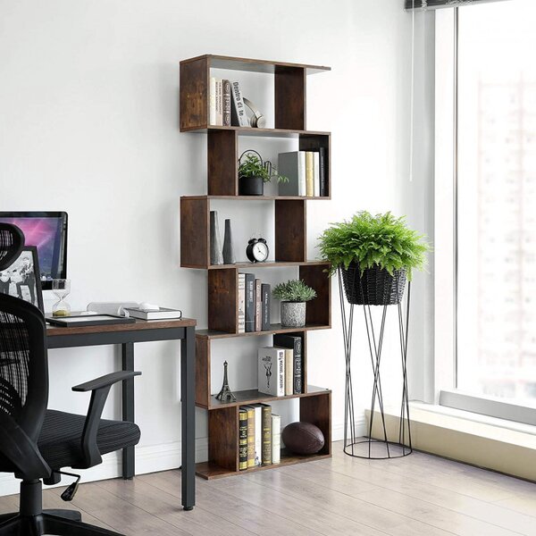 Biblioteca Vasagle, Model Reese, 70x24x190,5 cm, Maro Rustic