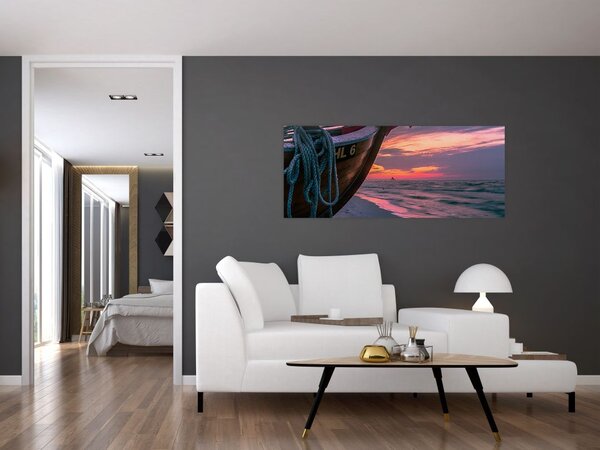 Tablou -Barcă la mal (120x50 cm)