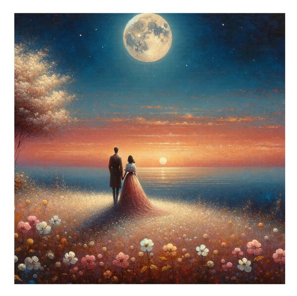 Tablou plimbare romantică printre flori