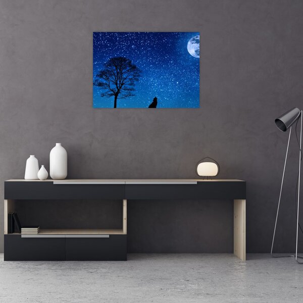 Tablou - Lupul urlând la lună (70x50 cm)