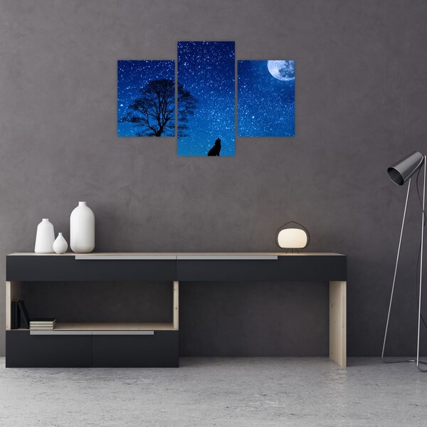 Tablou - Lupul urlând la lună (90x60 cm)