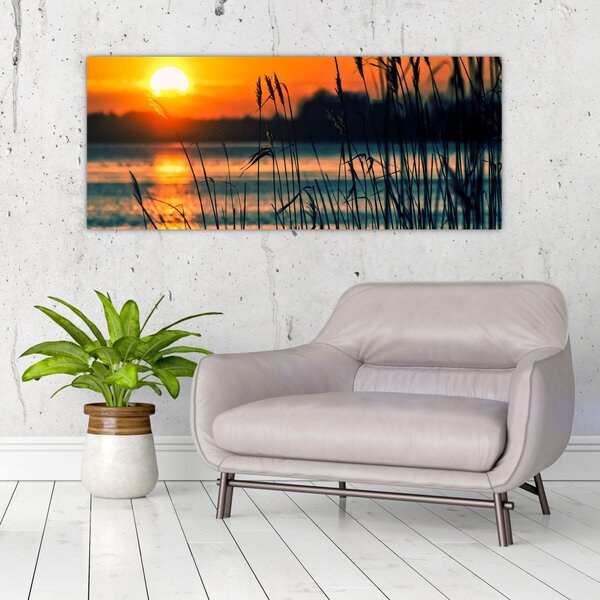 Tablou - Apus de soare la lac (120x50 cm)