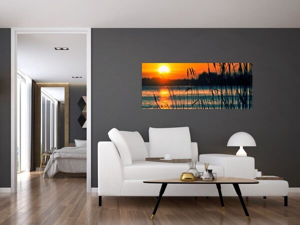Tablou - Apus de soare la lac (120x50 cm)