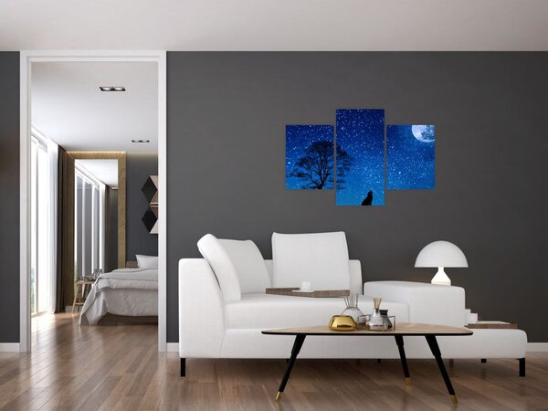Tablou - Lupul urlând la lună (90x60 cm)