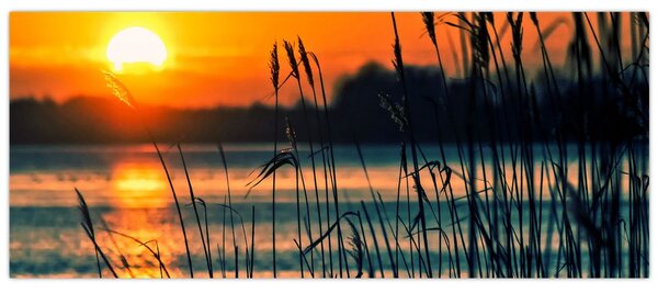 Tablou - Apus de soare la lac (120x50 cm)