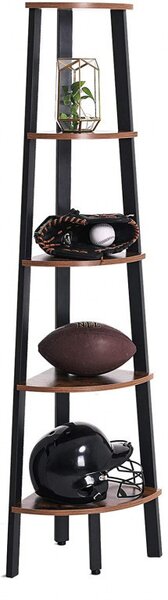 Raft de Colț Model Nova, Maro rustic/Negru, 34.2x34.2x158.8 cm