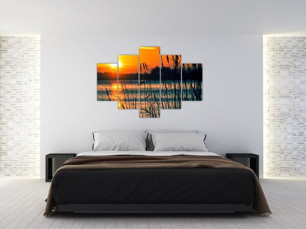 Tablou - Apus de soare la lac (150x105 cm)