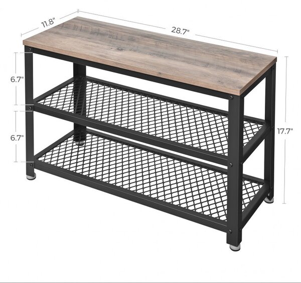 Bancheta cu suport pantofi Model Armando, Bej/Negru, 73x30x45.5 cm