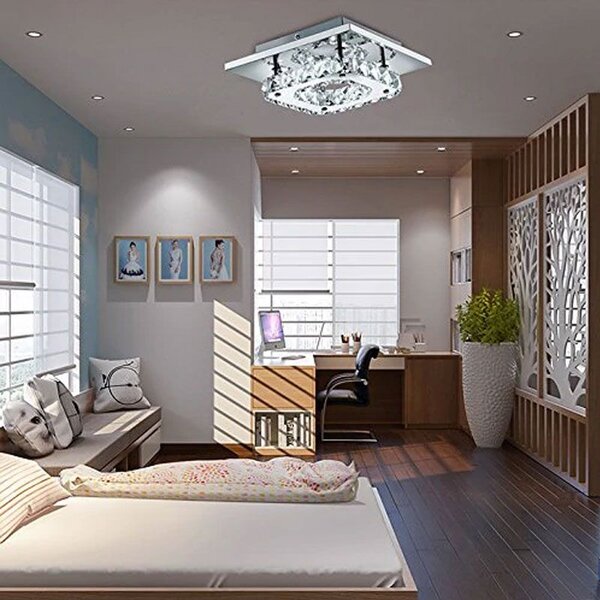 Lampă de tavan pătrată de cristal Plafond Glamour 8W APP406-C