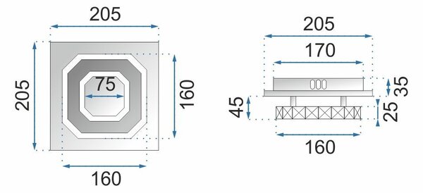 Lampă de tavan pătrată de cristal Plafond Glamour 8W APP406-C