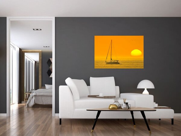 Tablou - Barca în mijlocul mării (90x60 cm)