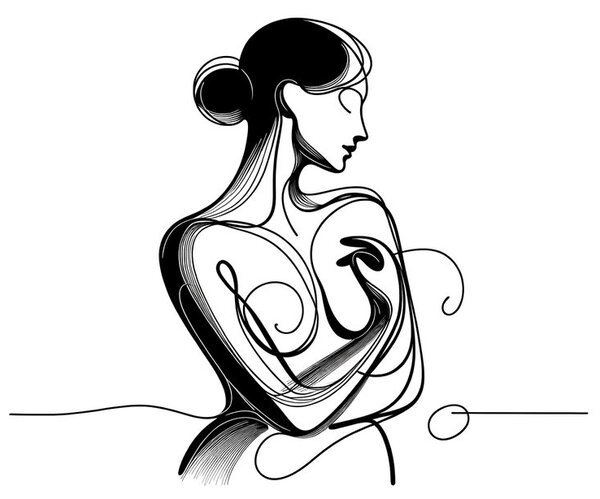 Tablou corp feminin în linii artistice