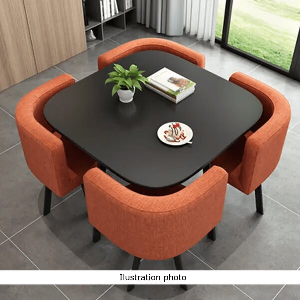 Set masă scaune pentru sufragerie Brianite (pentru 4 persoane) (stejar + negru). 1064679