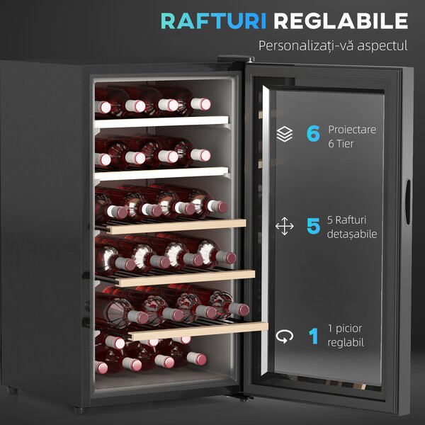 HOMCOM Frigider Vin pentru 41 de Sticle cu Temperatură Reglabilă Negru | Aosom Romania