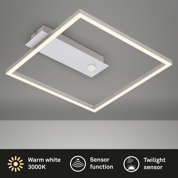 Briloner - Plafonieră LED FRAME cu senzor LED/14W/230V 3000K 30x32 cm crom mat