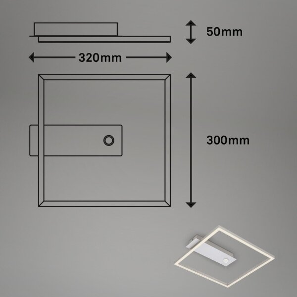 Briloner - Plafonieră LED FRAME cu senzor LED/14W/230V 3000K 30x32 cm crom mat