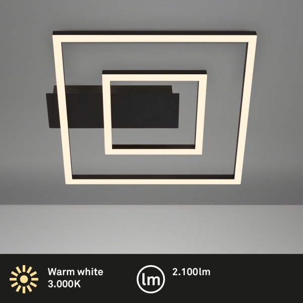 Plafonieră LED Briloner FRAME, 22 W, 230 V, 3000 K, 30 x 32 cm, neagră