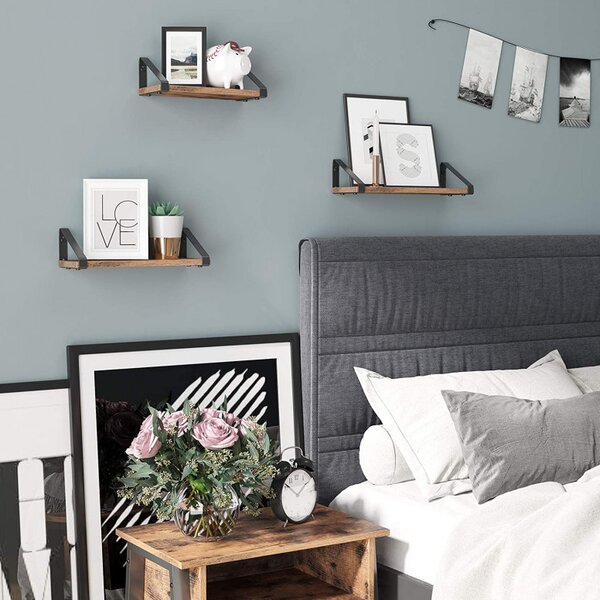 Set 3 Rafturi/Polițe de Perete Rustic Maro Jayla – Lemn Decorativ 30 cm | 35 cm | 40 cm pentru Living, Bucătărie & Dormitor