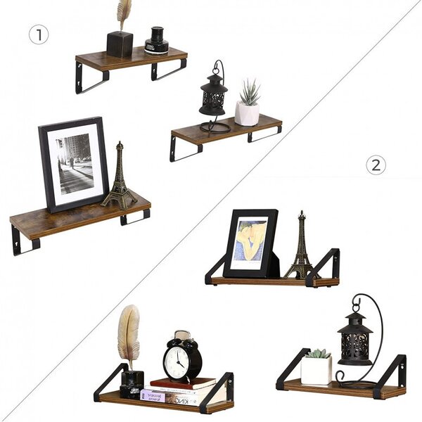 Set 3 Rafturi/Polițe de Perete Rustic Maro Jayla – Lemn Decorativ 30 cm | 35 cm | 40 cm pentru Living, Bucătărie & Dormitor