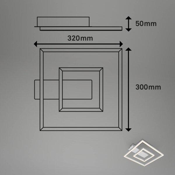 Briloner - Plafonieră LED FRAME, 22 W, 230 V, 3000 K, 30 x 32 cm, crom mat