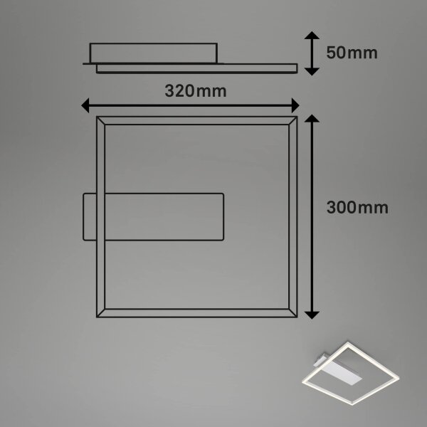 Briloner - Plafonieră LED FRAME, 14W, 230V, 3000K, 30x32 cm, crom mat