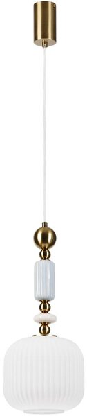 Lustră suspendată pe cablu ROYAL, 1xE27/15W/230V, auriu/alb