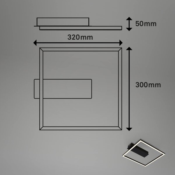 Briloner - Plafonier LED FRAME LED/14W/230V 3000K 30x32 cm negru