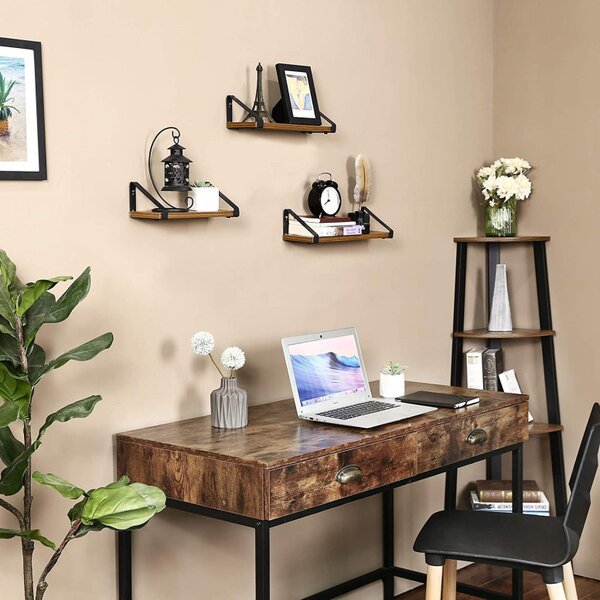 Set 3 Rafturi/Polițe de Perete Rustic Maro Jayla – Lemn Decorativ 30 cm | 35 cm | 40 cm pentru Living, Bucătărie & Dormitor