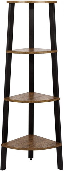 Raft de Colț Model Niklaus, Maro rustic/Negru, 33.9x33.9x124.5 cm
