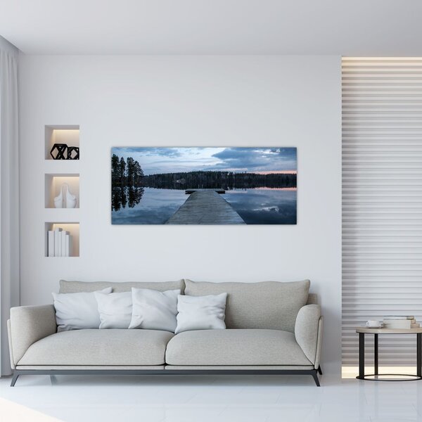 Tablou - Ponton de lemn, lac (120x50 cm)