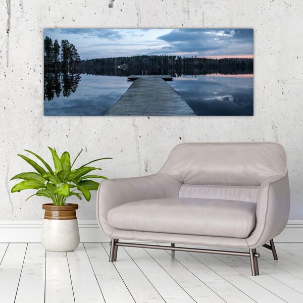 Tablou - Ponton de lemn, lac (120x50 cm)