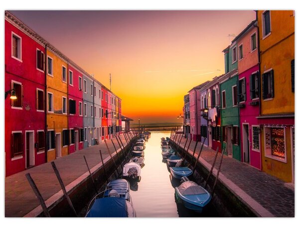 Tablou - Apus de soare, insula Burano, Veneția, Italia (70x50 cm)