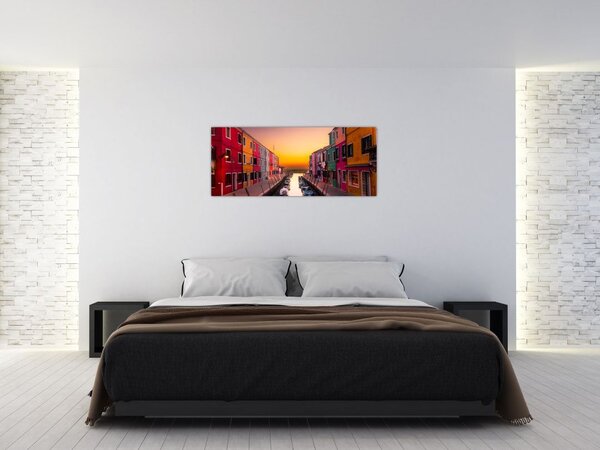 Tablou - Apus de soare, insula Burano, Veneția, Italia (120x50 cm)
