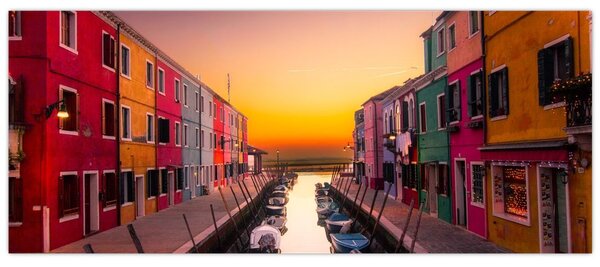 Tablou - Apus de soare, insula Burano, Veneția, Italia (120x50 cm)