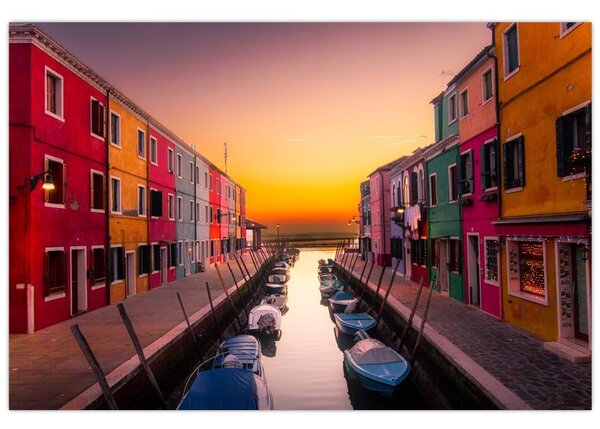 Tablou - Apus de soare, insula Burano, Veneția, Italia (90x60 cm)