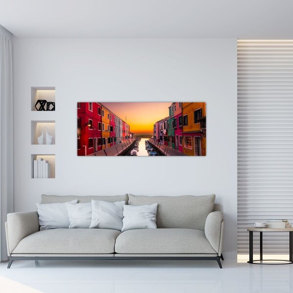Tablou - Apus de soare, insula Burano, Veneția, Italia (120x50 cm)