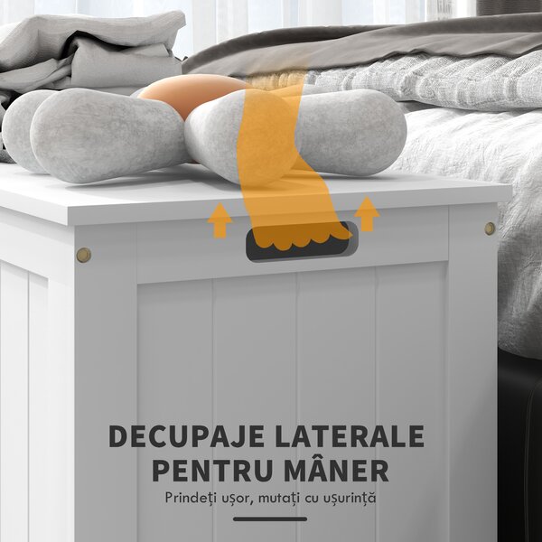 HOMCOM Banca de Depozitare Multifunctionala din Lemn MDF, 2 Manere si Deschidere cu Blocare de Siguranta, 81x40x46cm, Alb